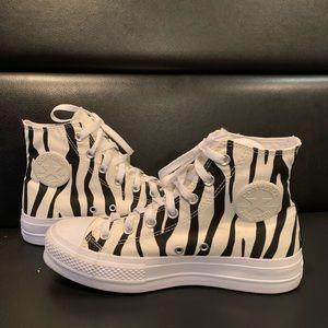 Zebra print high top platform converse